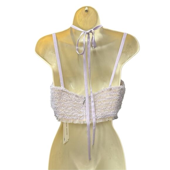 Jason Wu Collection Gathered Mesh Bra Top in Iris NWT Size 6 - Picture 7 of 10